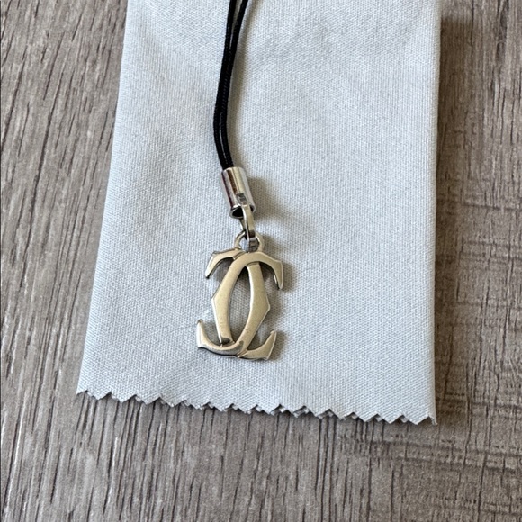 Cartier 2C Phone Bag Key Charm Silver Black Y2K Authentic - Picture 2 of 2